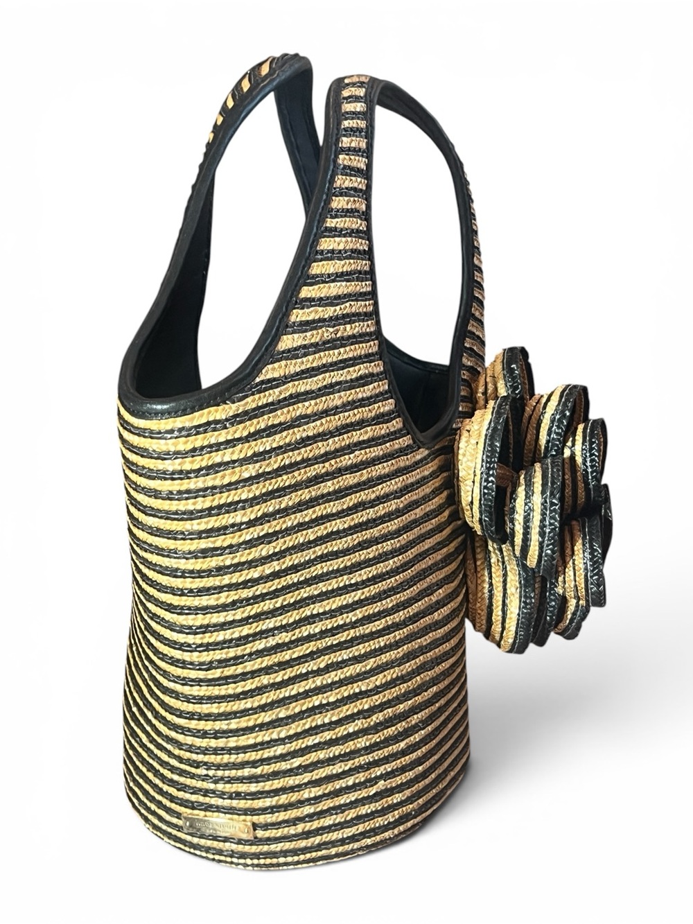 Kate Spade Lawn Party Straw Natural Tote 3D Floral Design - Picture 3 of 16